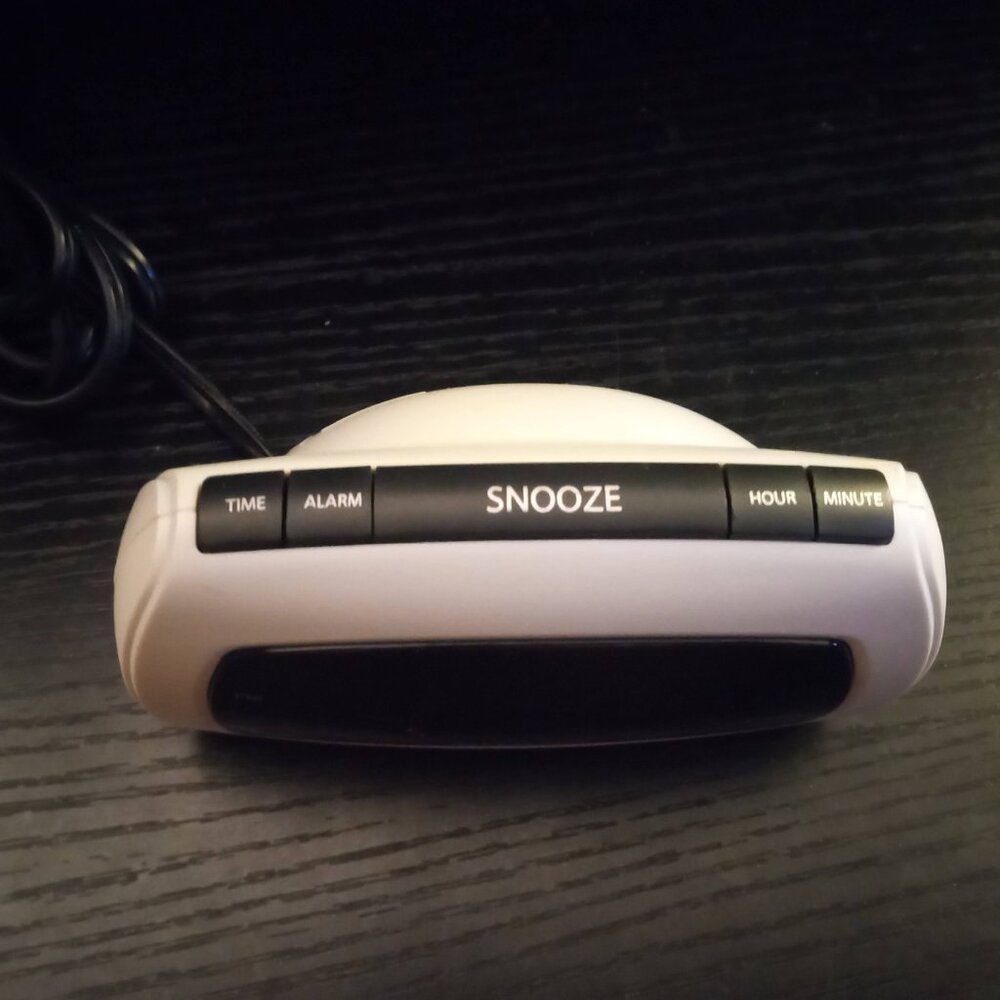 WHITE and Silver Sharp Alarm Clock - Picture 3 of 4